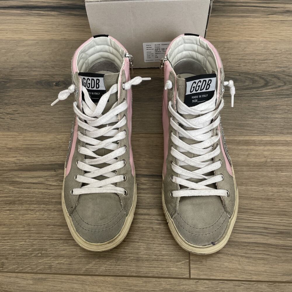 Golden Goose Slide Sneaker Dreamed in Venice Size 36 US 6 Pink Glitter High Top - Picture 7 of 15